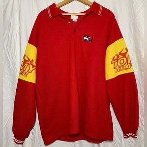 Vintage Tommy Hilfiger Red and Yellow Long-Sleeve
